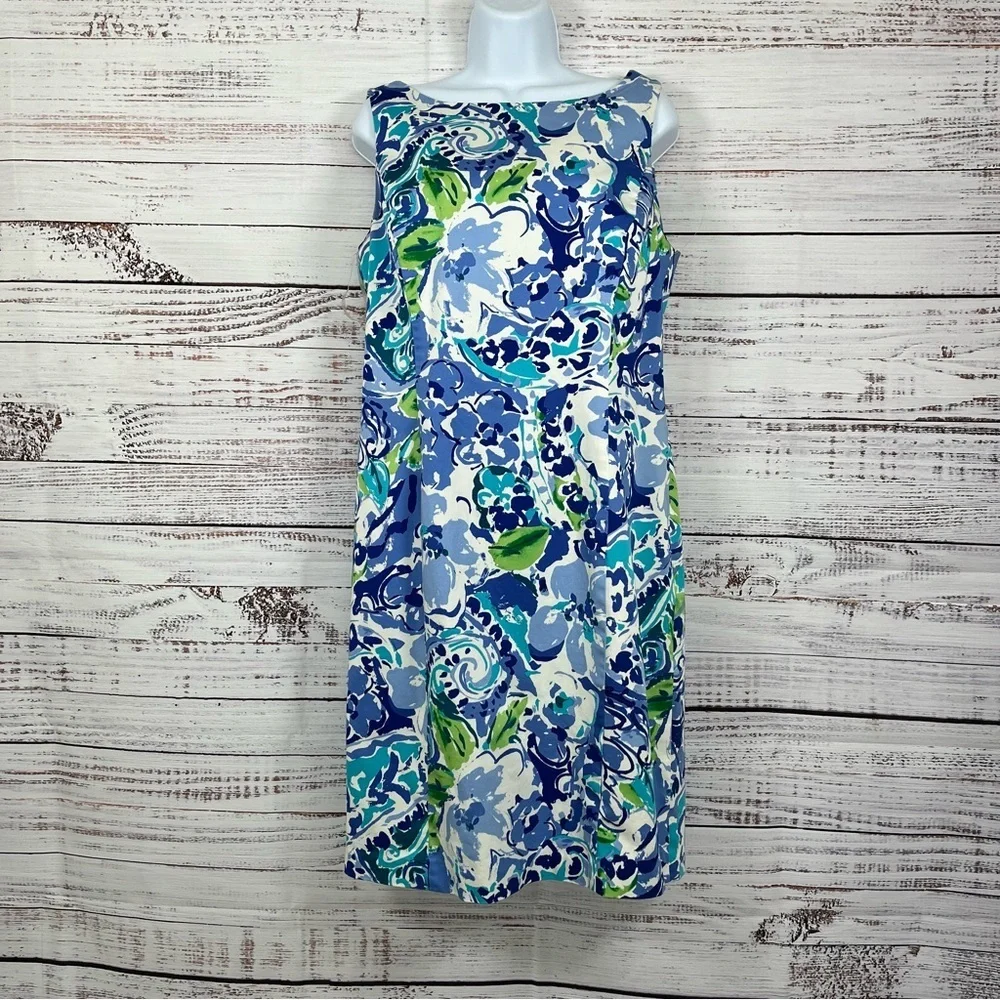 Chaps Dresses | Chaps Blue Floral Sleeveless Sheath Dress Nwot | Color: Blue/Green | Size: 14 | Clothhomedecor's Closet